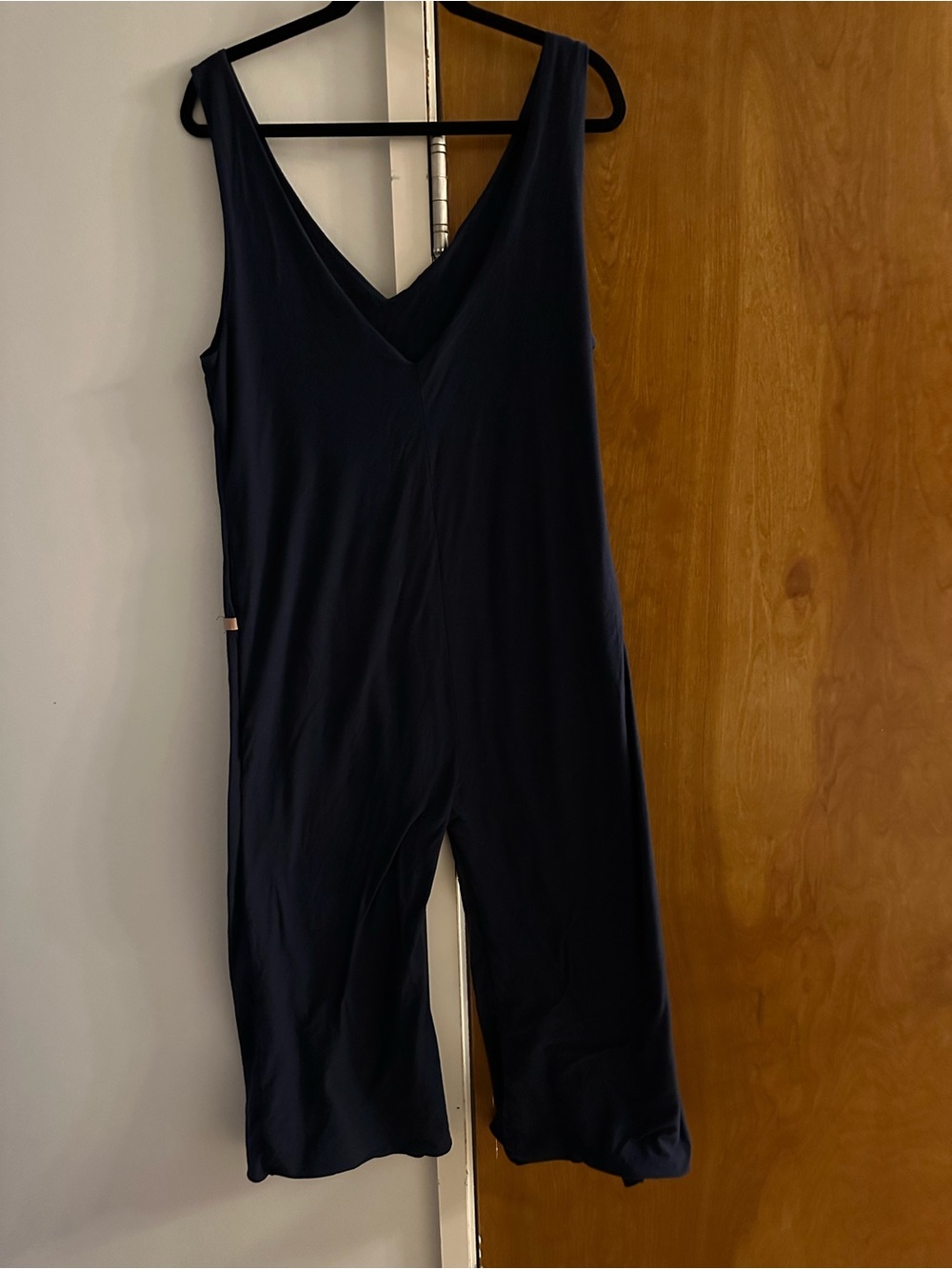 LUNYA Double Layer cotton Sleeveless V-Neck Navy Jumpsuit